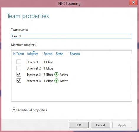 Modifying a NIC Team through GUI and PowerShell