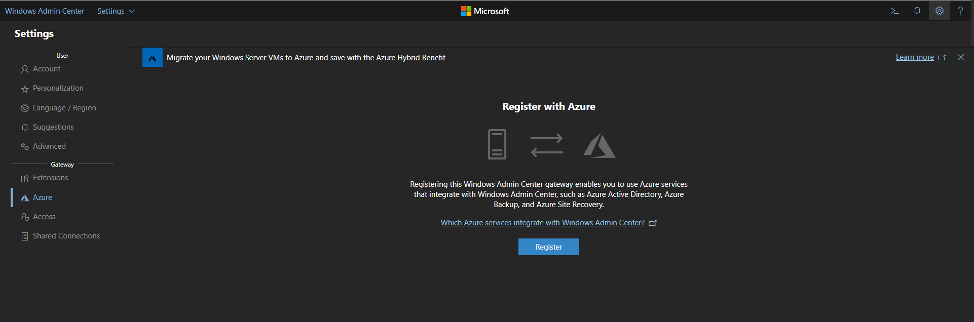 How to Connect Windows Admin Center with Azure