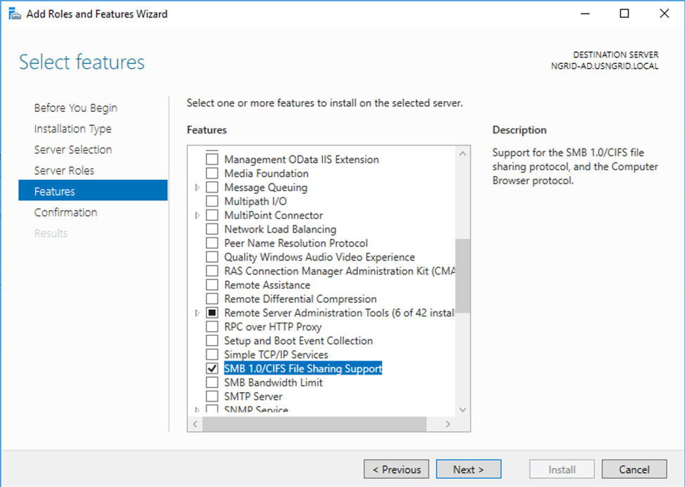 Error 0x800F081F when adding features on Windows Server 2016 on Azure Virtual Machine