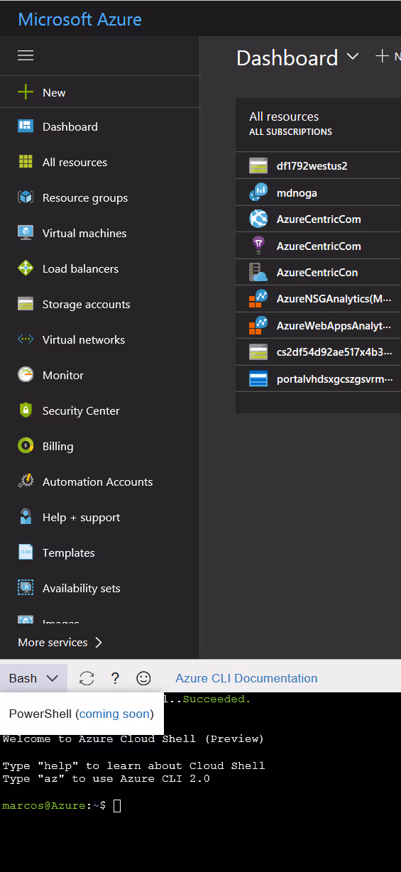 Using PowerShell on Azure Cloud Shell