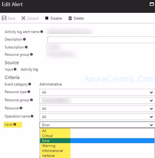 Multiple level alerts with ARM Template