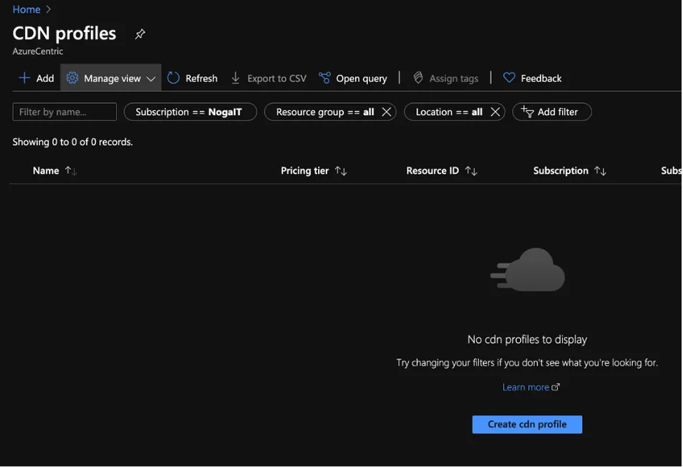 Error on creating an Azure CDN profile with Resource Provider